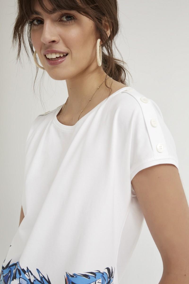 Oky Coky CAMISETA BOTONES HOMBRO PUNTO ALGODÓN