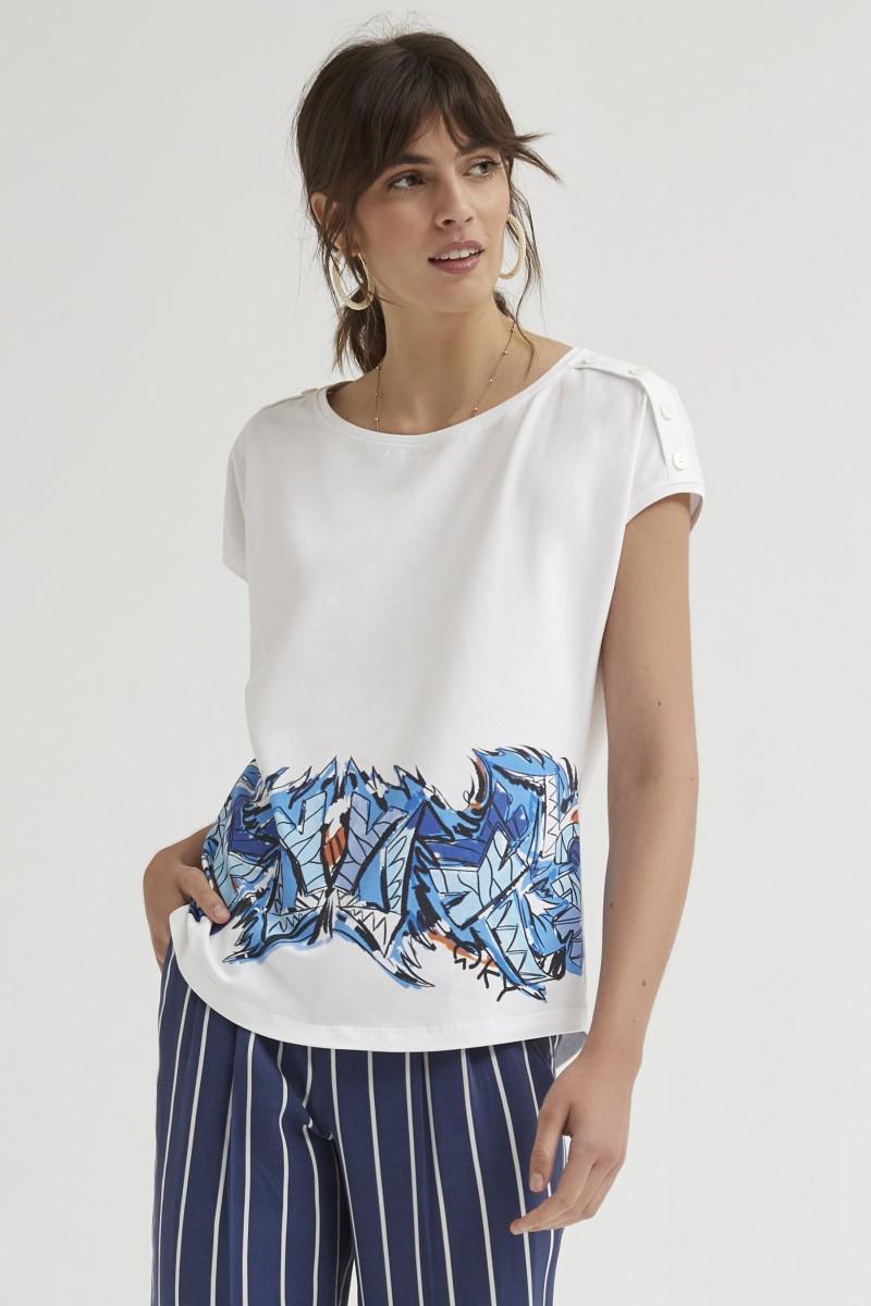 oky coky CAMISETA BOTONES HOMBRO PUNTO ALGODÓN