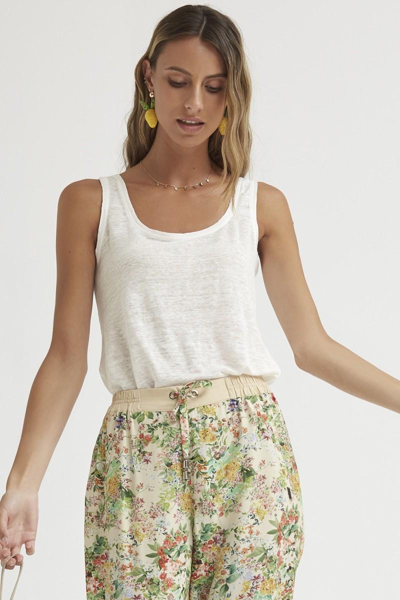 oky coky CAMISETA SIN MANGA PUNTO DE LINO