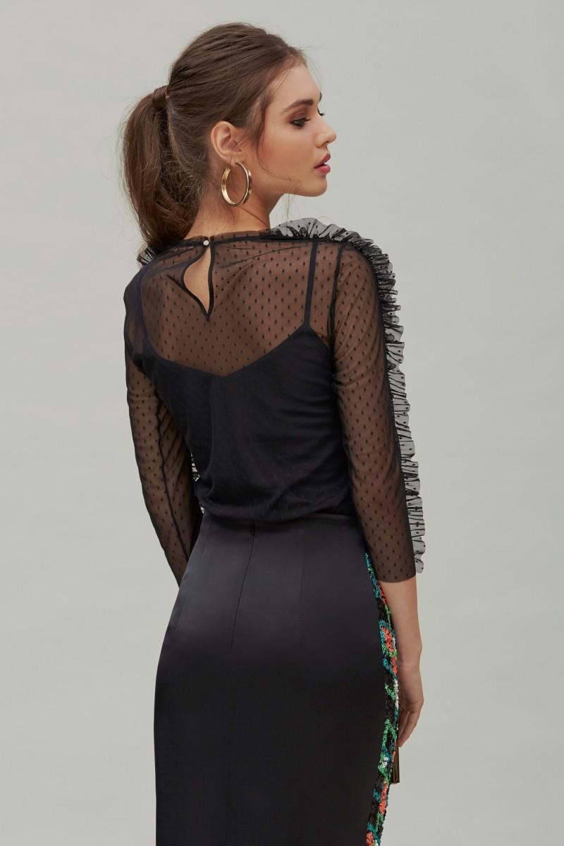 Oky Coky CAMISETA VOLANTE MANGA TUL PLUMETI