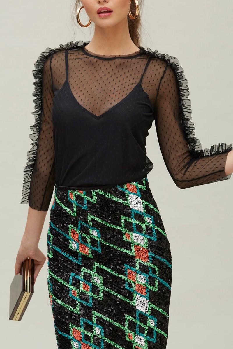 oky coky CAMISETA VOLANTE MANGA TUL PLUMETI