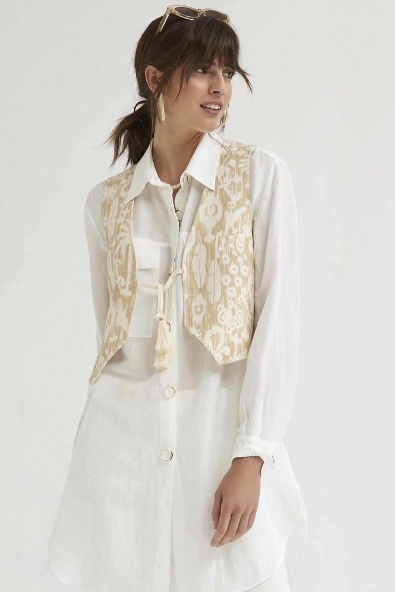 oky coky CHALECO CORTO ESTAMPADO ÉTNICO