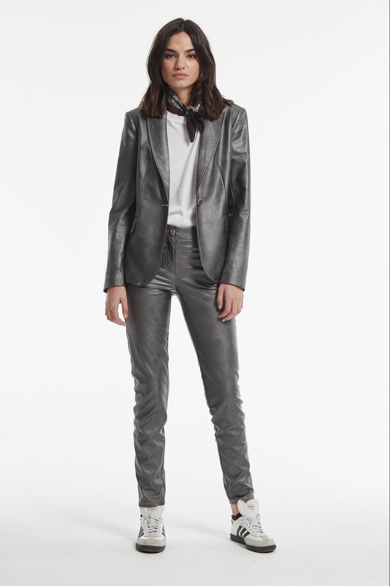 oky coky CHAQUETA BONSI EFECTO PIEL LAMINADO METAL