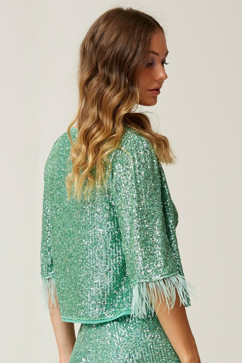 Oky Coky CHAQUETA CORTA LENTEJUELAS BRILLO