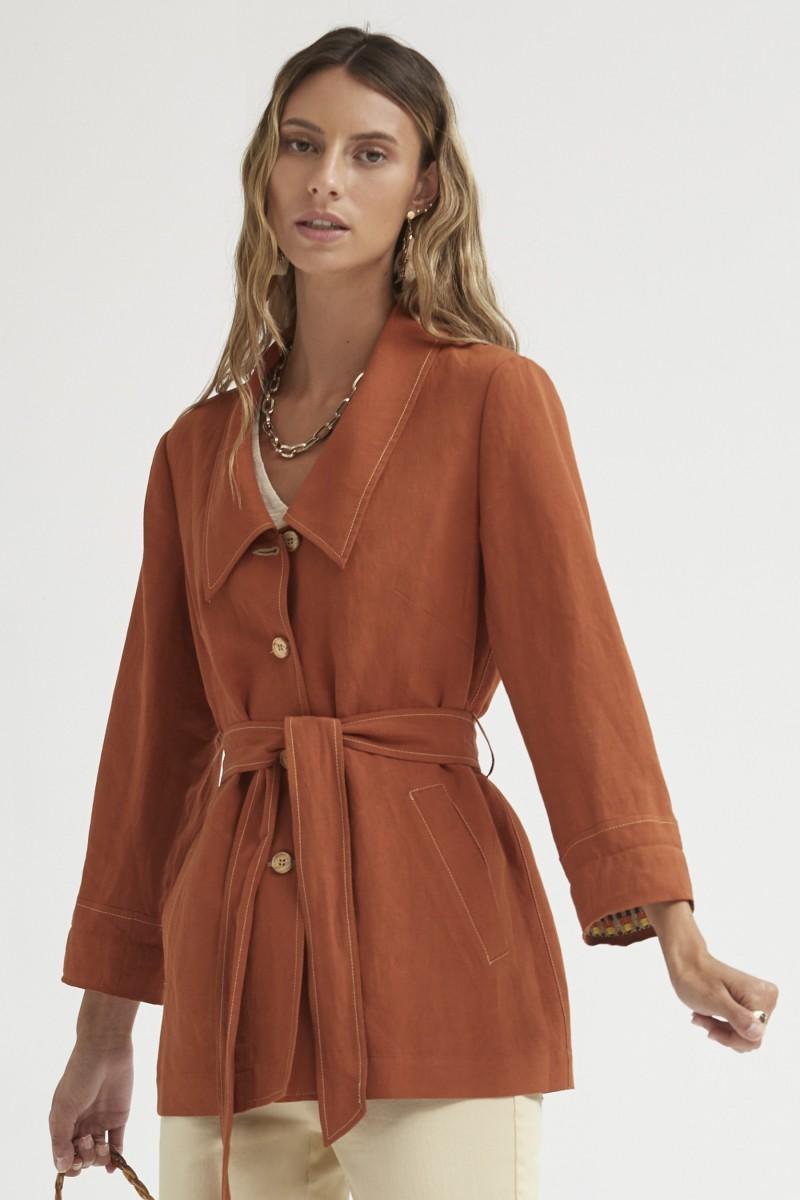 Oky Coky CHAQUETA ESCOTE PICO VISCOSA LINO