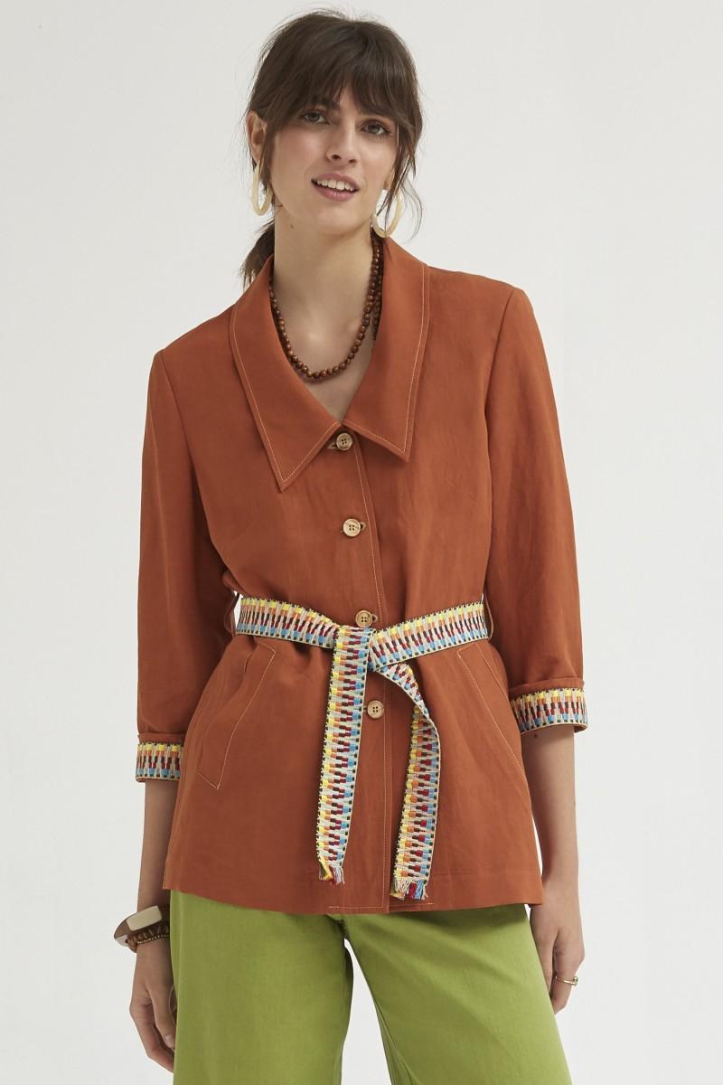 oky coky CHAQUETA ESCOTE PICO VISCOSA LINO