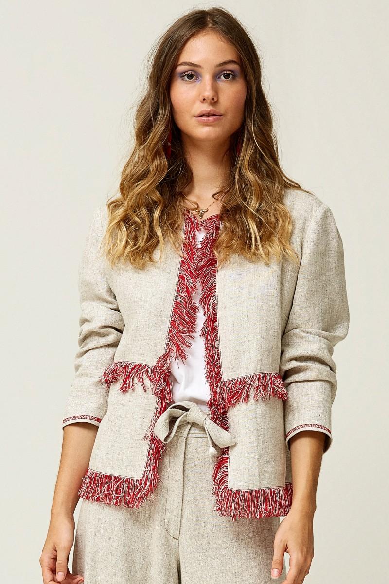 oky coky CHAQUETA FLECOS LINO