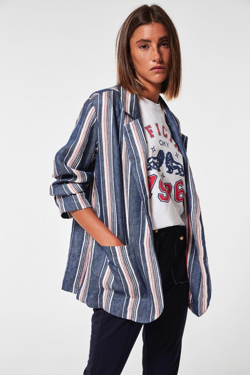 oky coky CHAQUETA IRATI LINO RAYAS