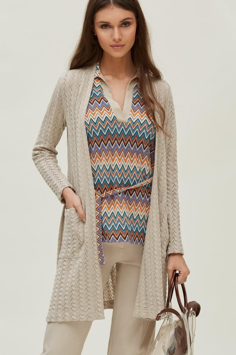 Oky Coky CHAQUETA LARGA PUNTO CALADO