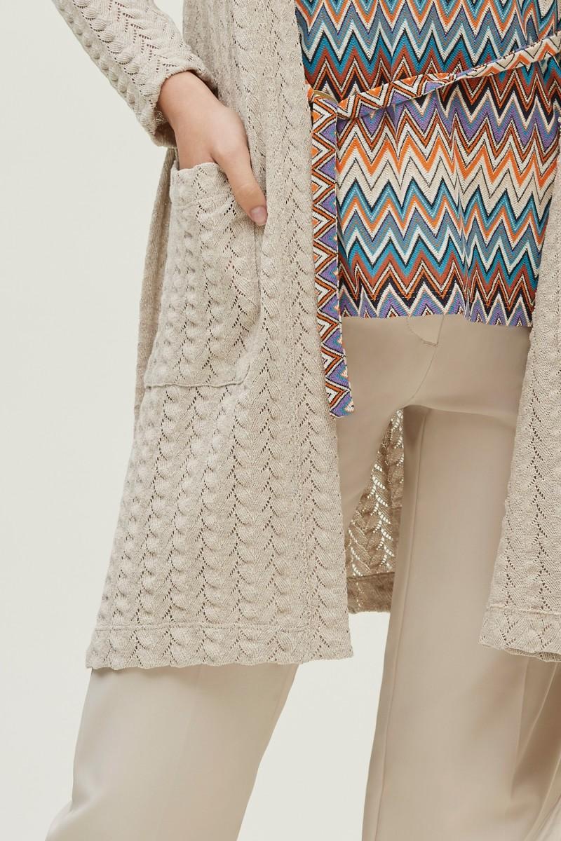 Oky Coky CHAQUETA LARGA PUNTO CALADO