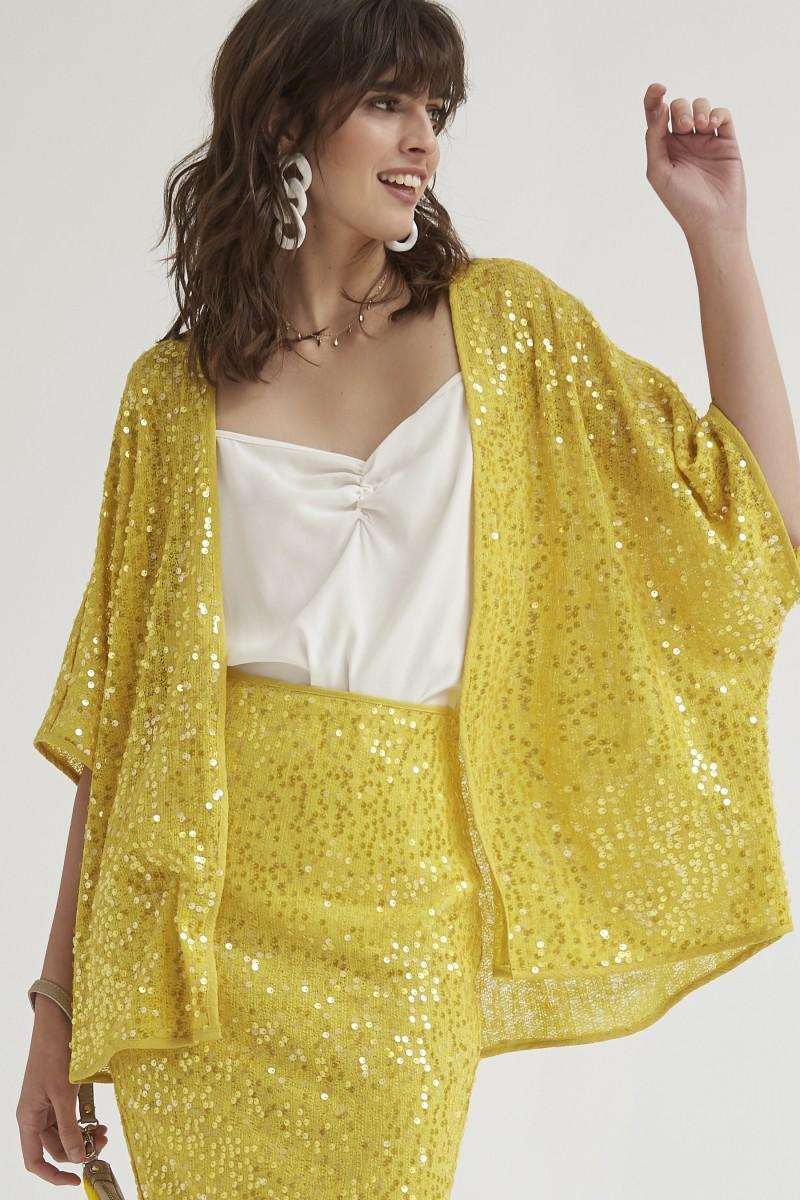 Oky Coky CHAQUETA MEDIA MANGA PUNTO DE LENTEJUELAS