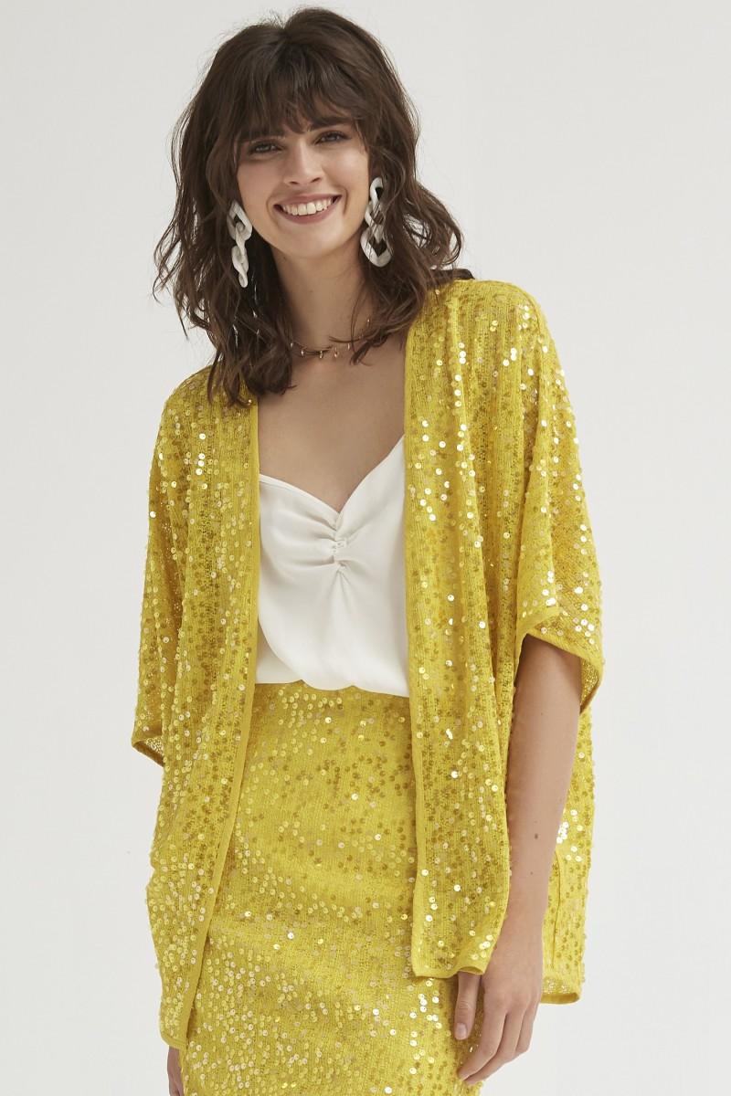 Oky Coky CHAQUETA MEDIA MANGA PUNTO DE LENTEJUELAS