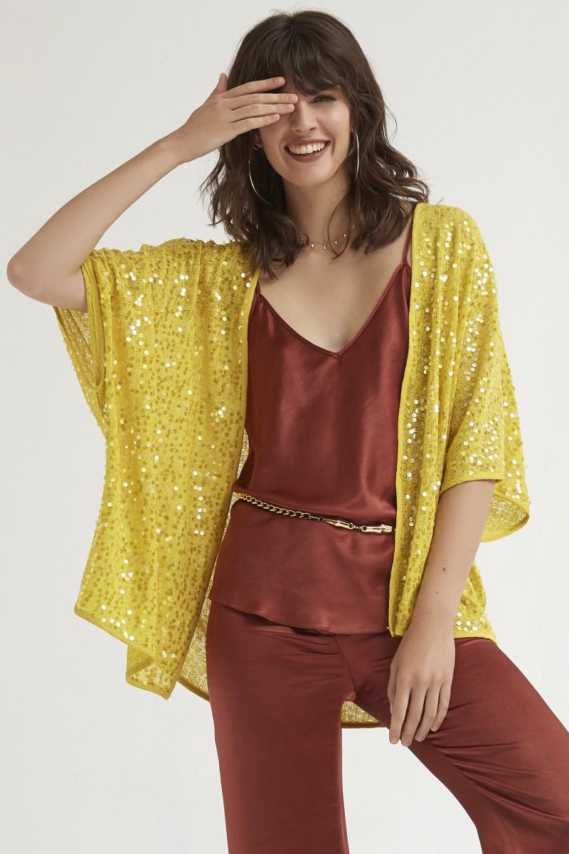 Oky Coky CHAQUETA MEDIA MANGA PUNTO DE LENTEJUELAS