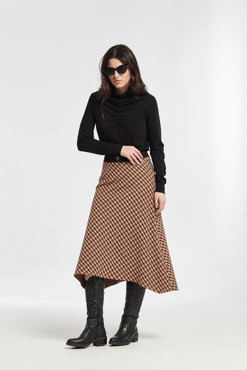 Oky Coky FALDA ASIMÉTRICA PUNTO JACQUARD TRICOLOR