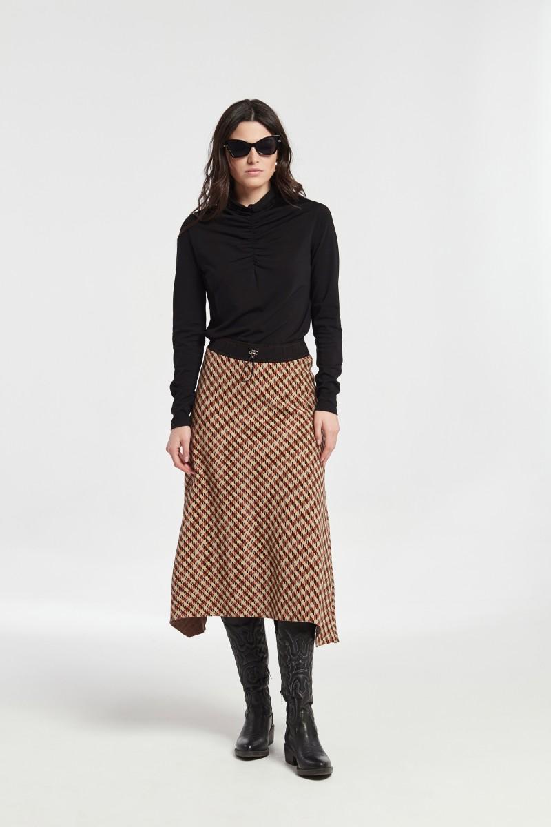 Oky Coky FALDA ASIMÉTRICA PUNTO JACQUARD TRICOLOR