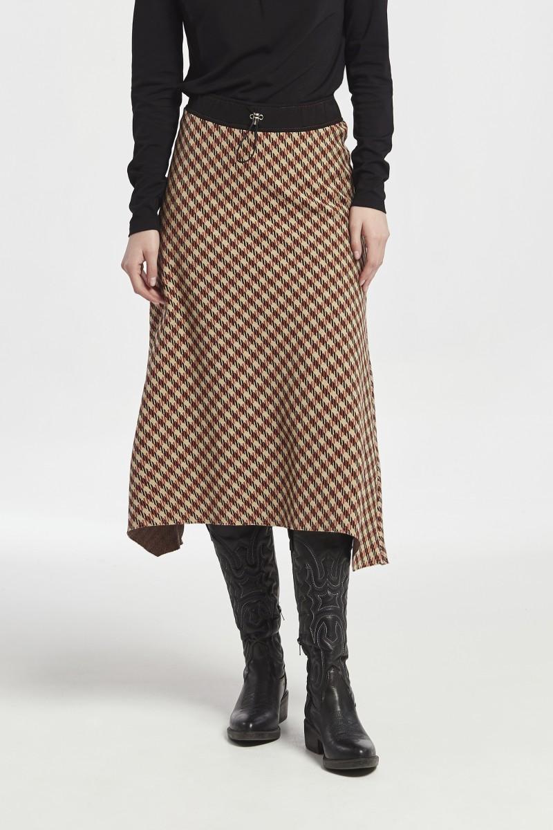 oky coky FALDA ASIMÉTRICA PUNTO JACQUARD TRICOLOR