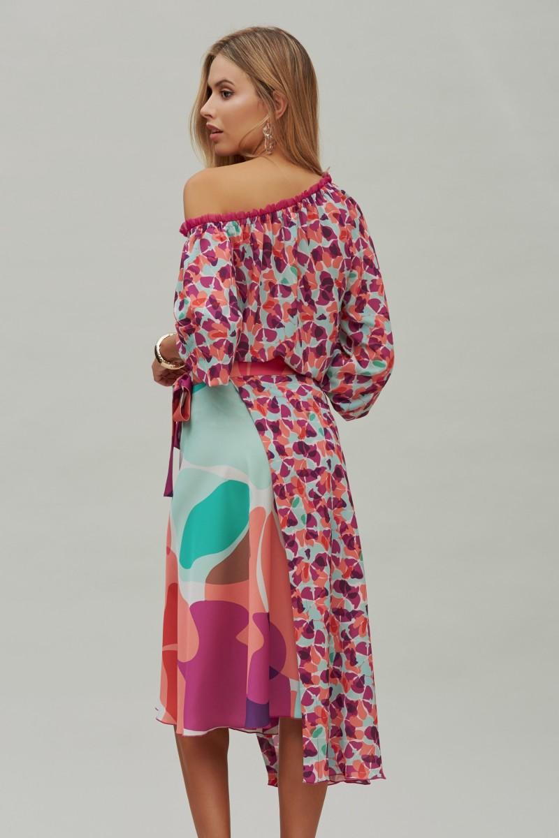 Oky Coky FALDA CRUZADA ASUIMÉTRICA GASA ESTAMPADA