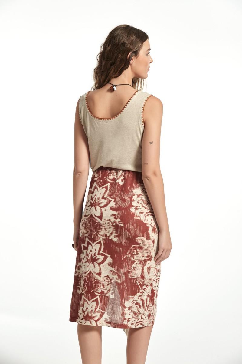 Oky Coky FALDA TOKIO ESTAMPADO EFECTO LINO