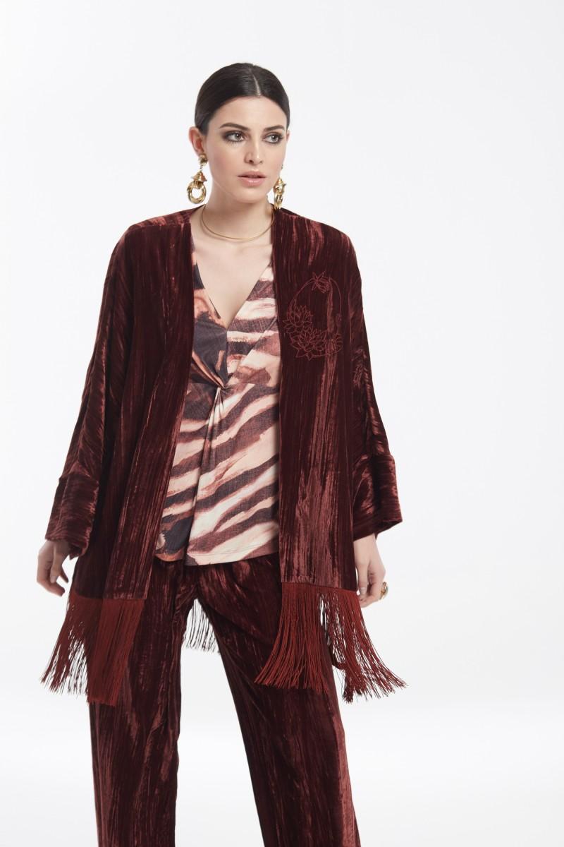 oky coky KIMONO EVASÉ TERCIOPELO CHAFADO