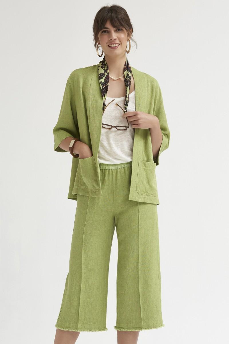 Oky Coky KIMONO MANGA TRES CUARTOS LINO RÚSTICO