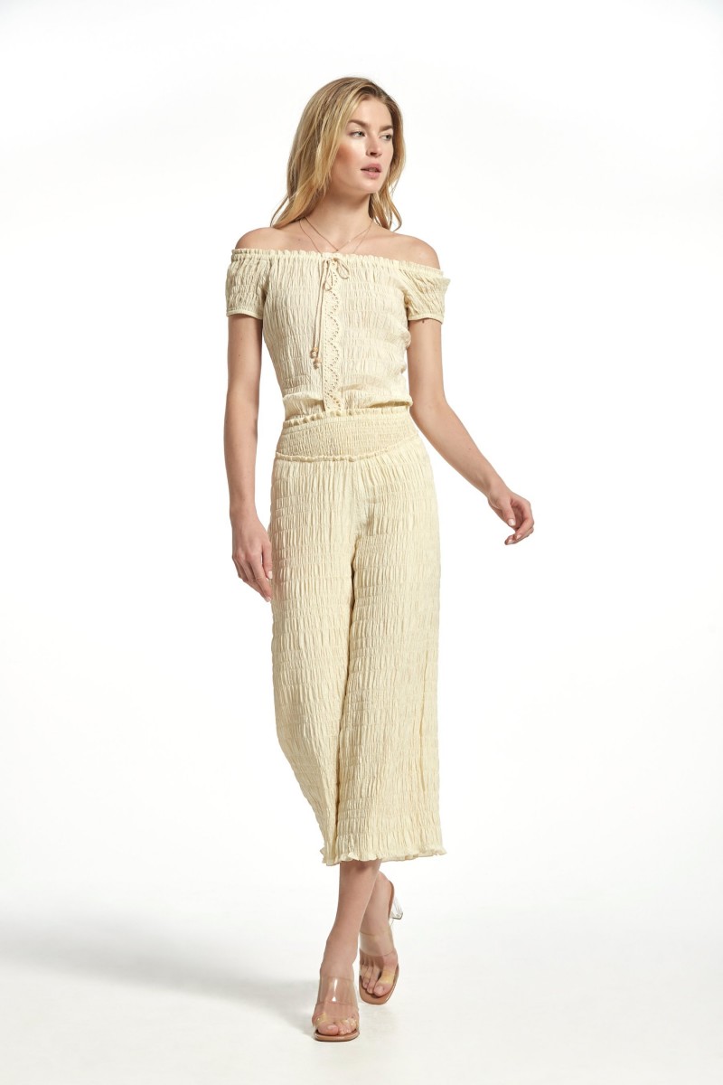 oky coky PANTALÓN BRUNO VOILE CON LINEAS DE GOMAS