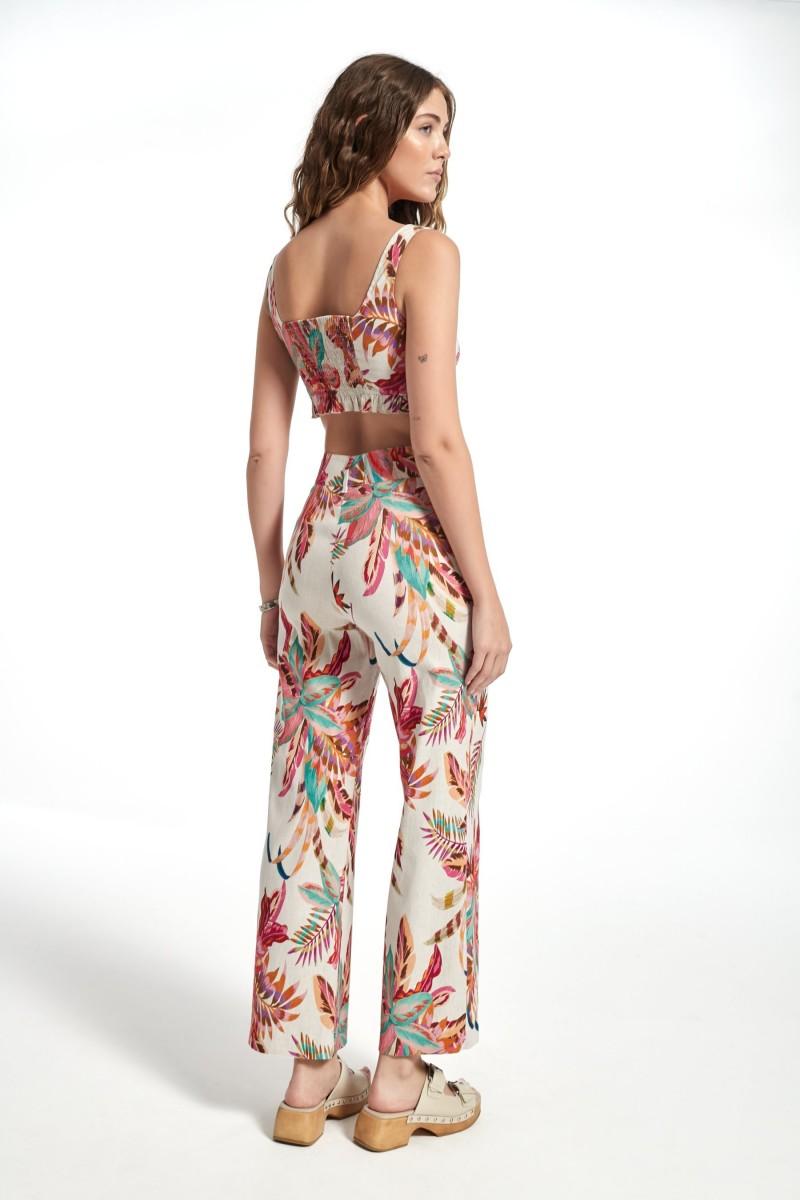 Oky Coky PANTALÓN CARRIE LINO STRETCH ESTAMPADO