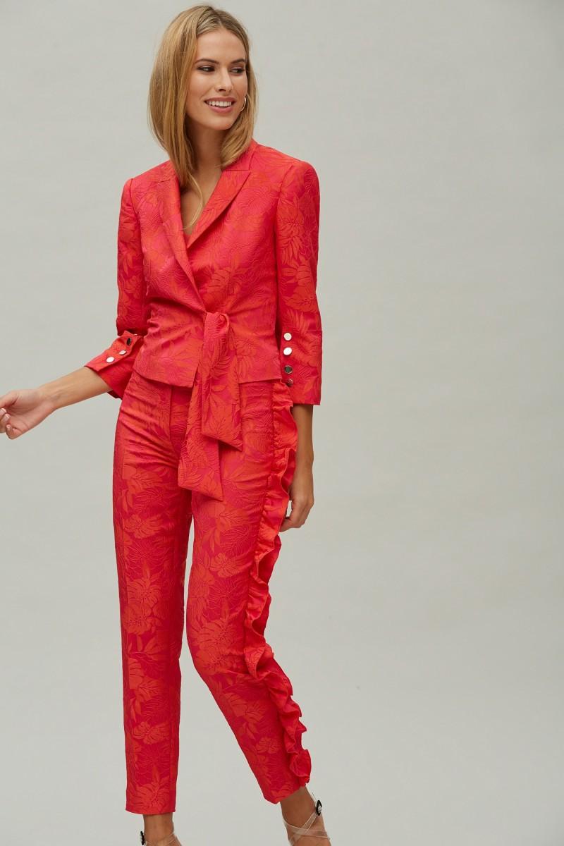 oky coky PANTALON CON VOLANTE-JACQUARD FLORES