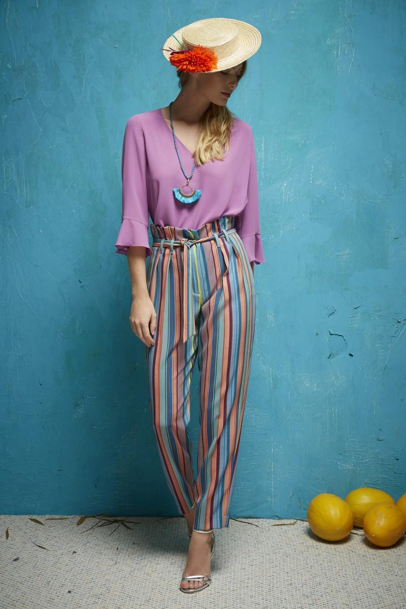 oky coky PANTALÓN FOZUL ESTAMPADO RAYAS MULTICOLOR