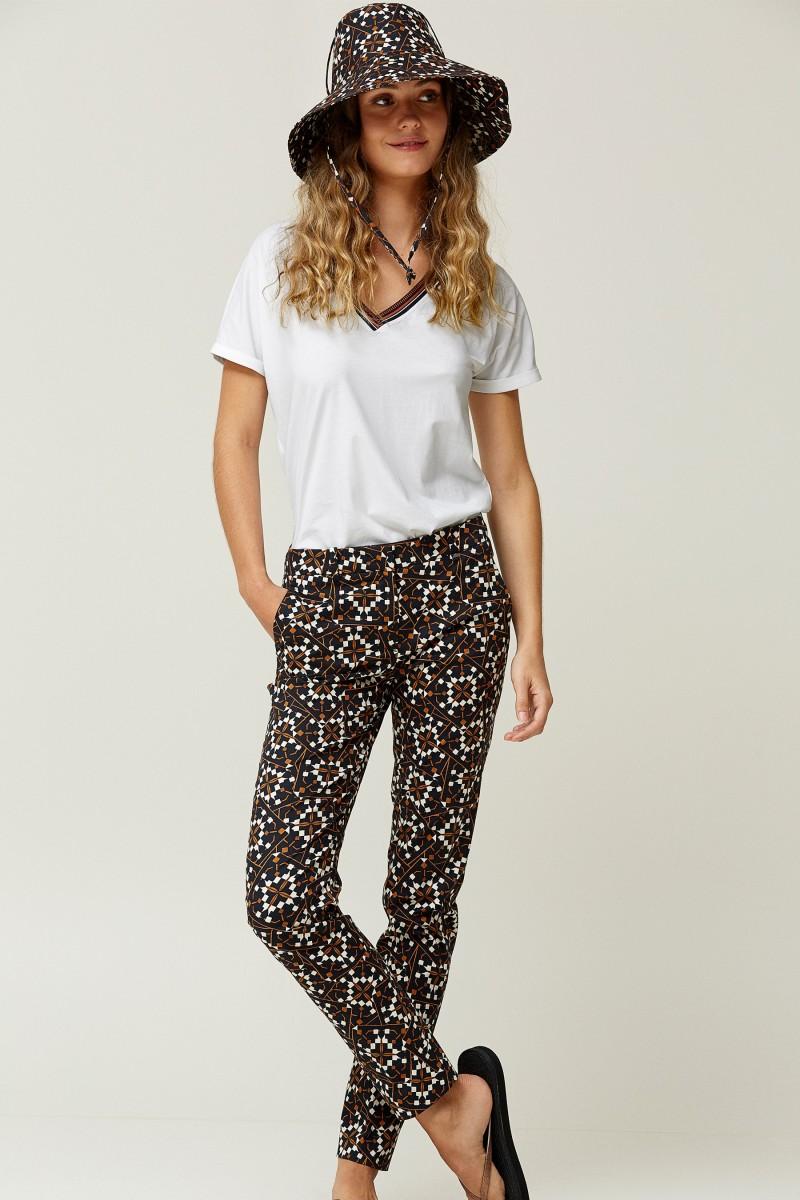 oky coky PANTALÓN RECTO ALGODÓN STRETCH ESTAMPADO