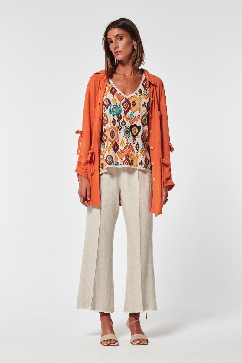 Oky Coky SOBRECAMISA SULLO PUNTO LINO RUSTICO