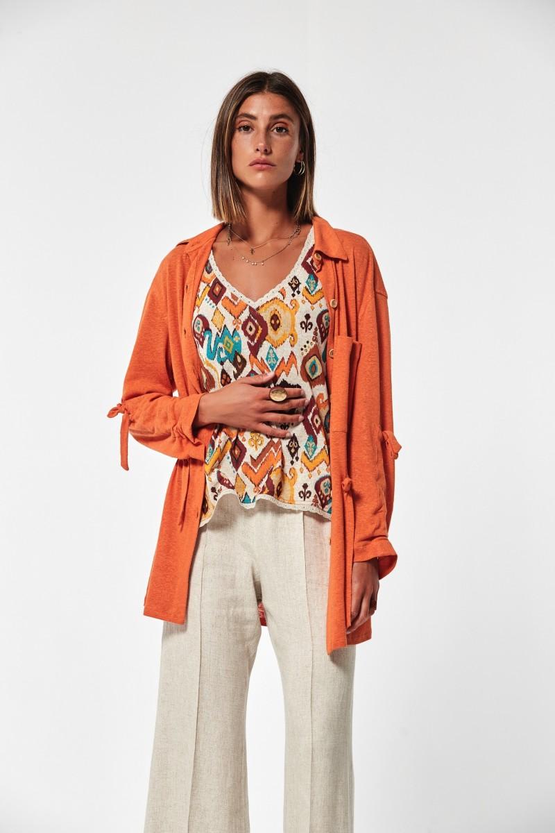 oky coky SOBRECAMISA SULLO PUNTO LINO RUSTICO