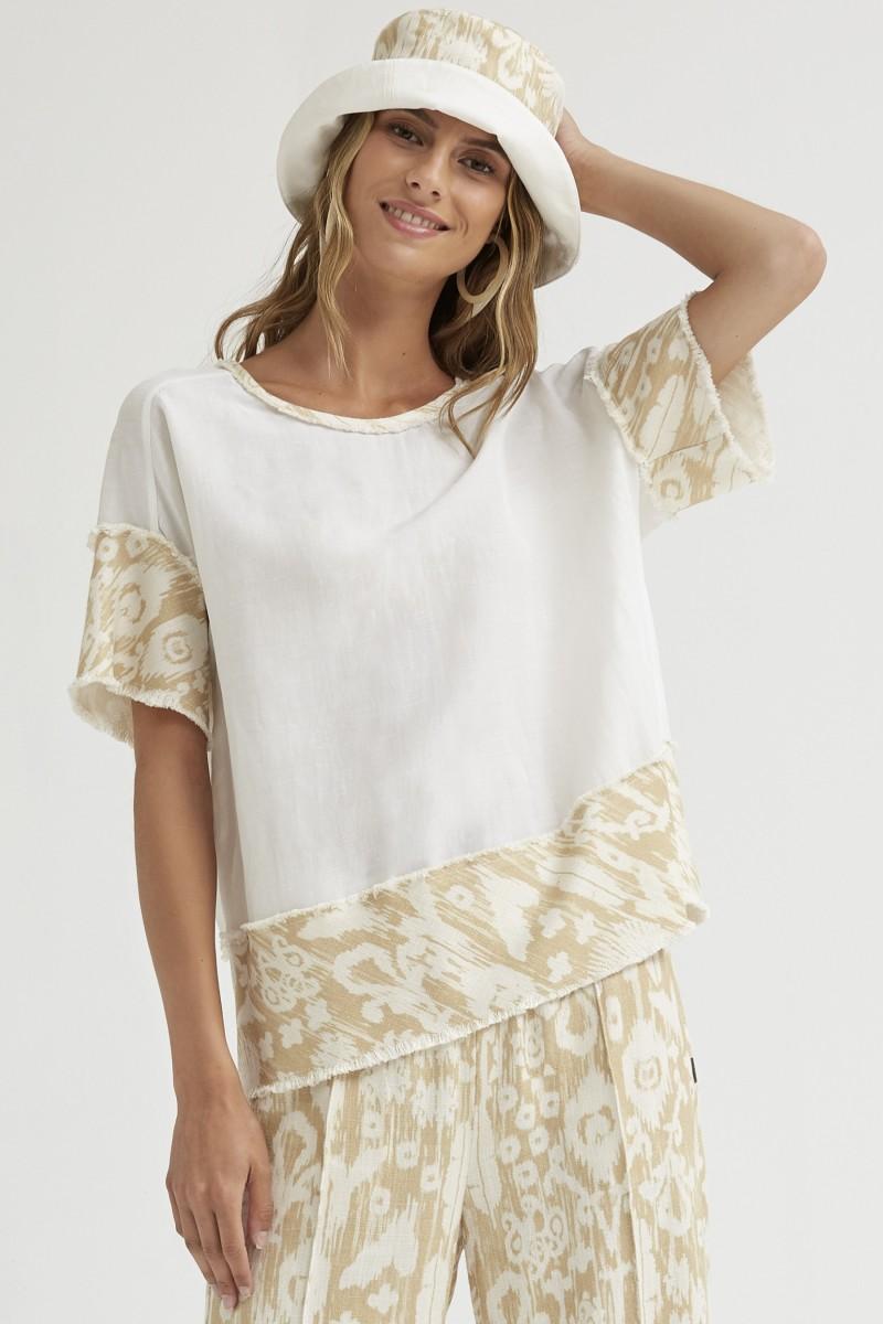 oky coky TOP AMPLIO ESTAMPADO ÉTNICO