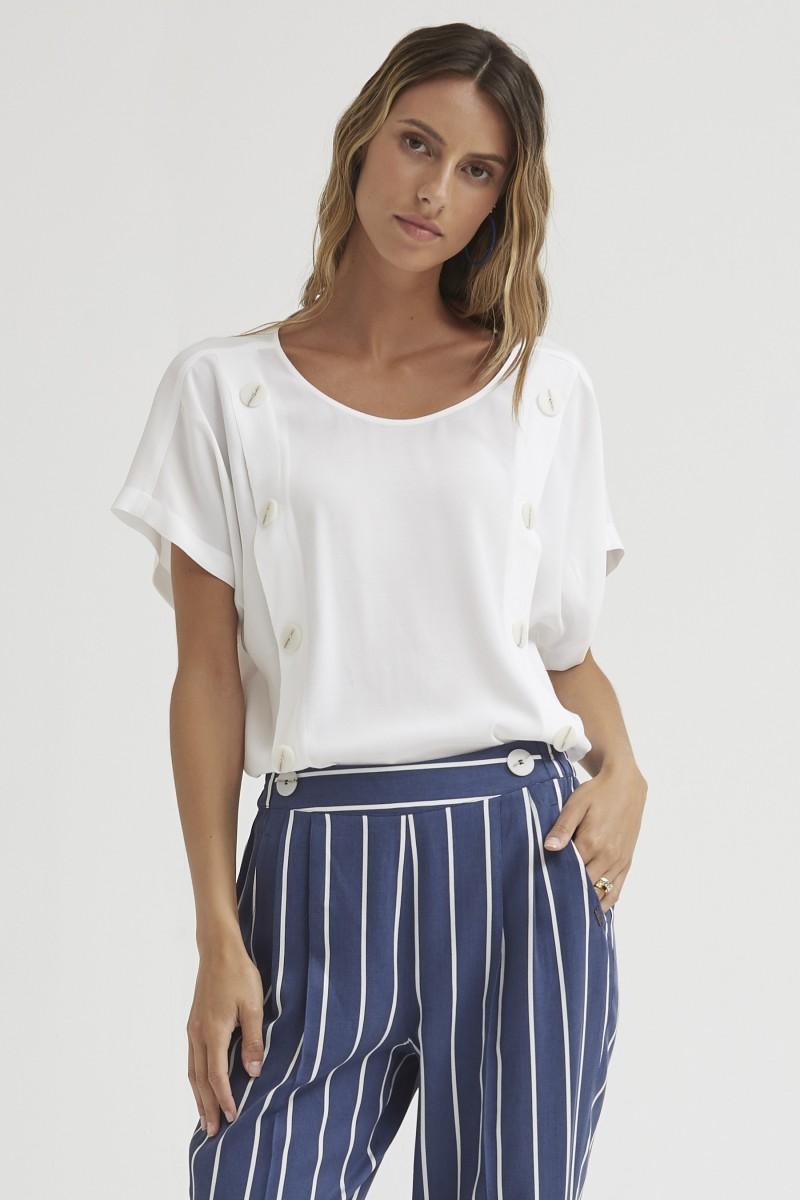 oky coky TOP BOTONADURA LATERAL CREPÉ MARROCAIN