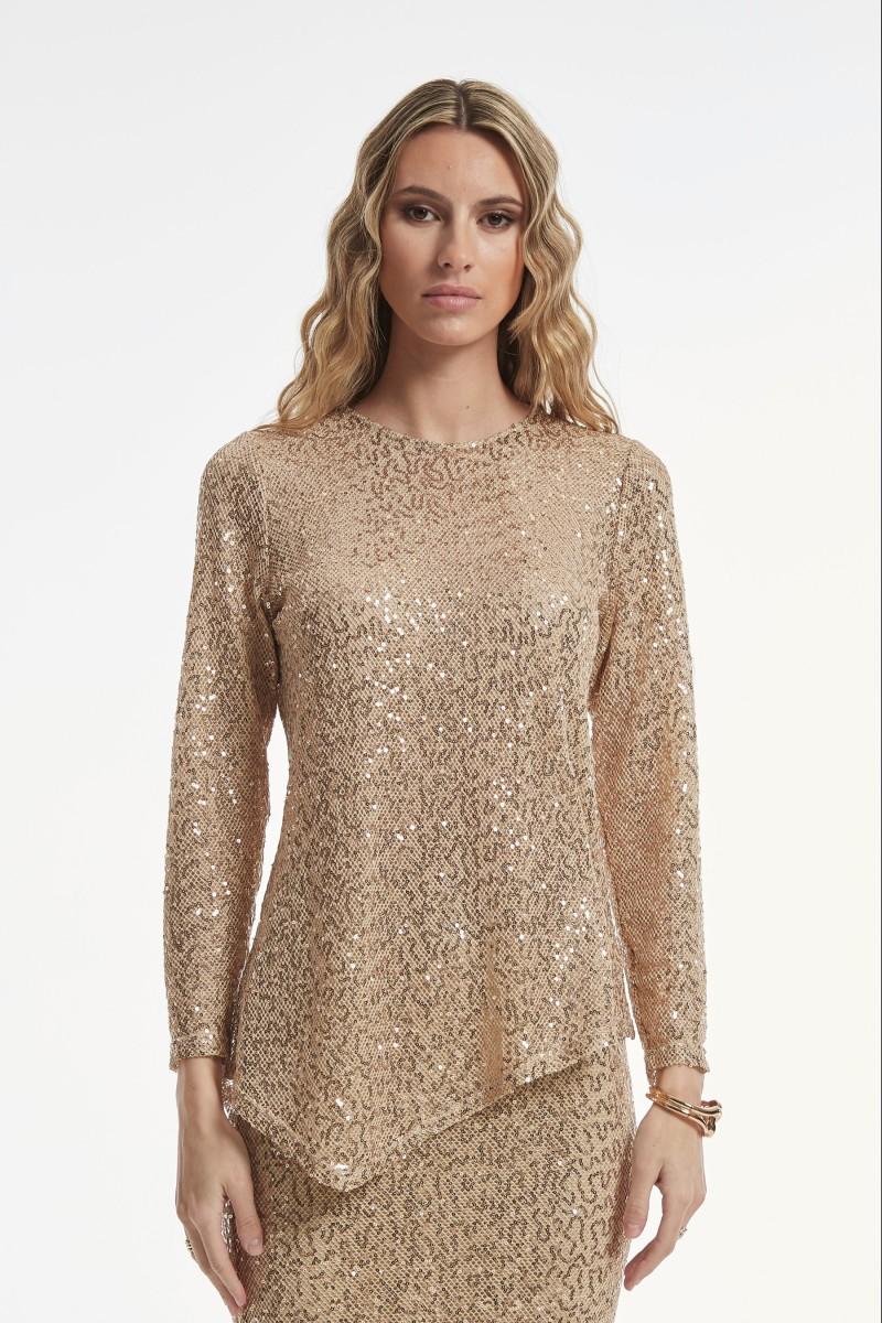 oky coky TOP CAPER LENTEJUELA BORDADA SOBRE RED