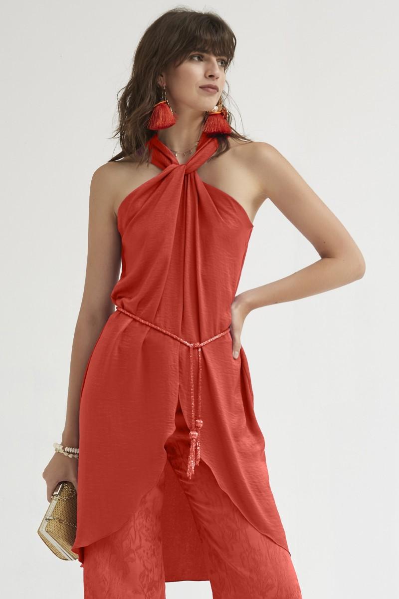 oky coky TOP ESCOTE CRUZADO SATÉN LAVADO