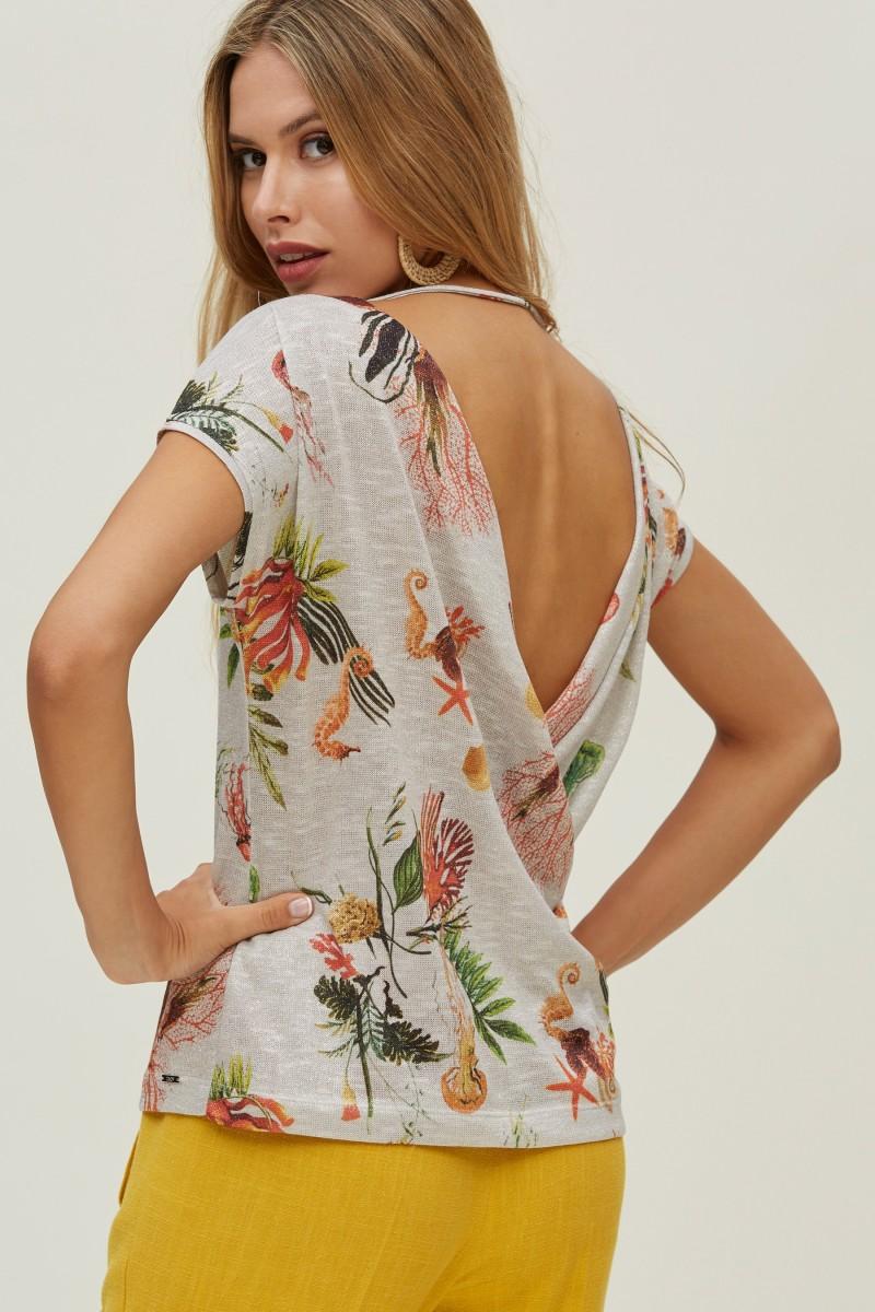 oky coky TOP ESCOTE ESPALDA ESTAMPADO LUREX