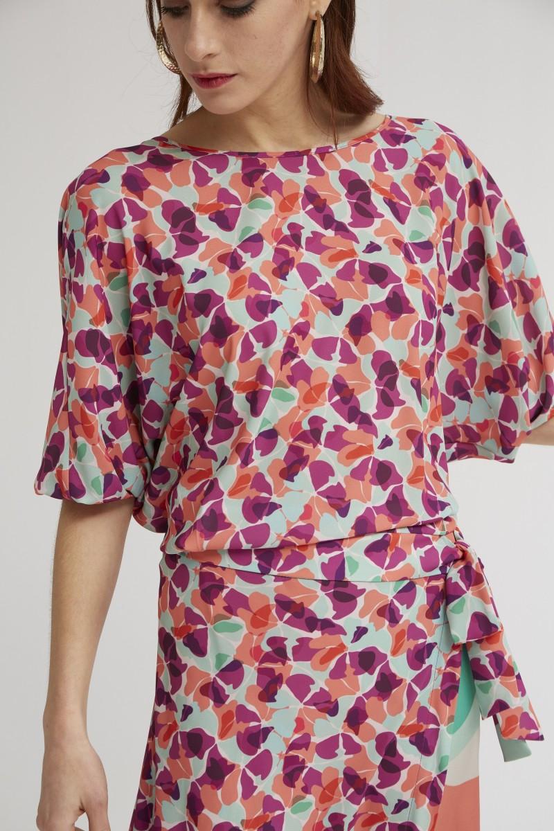 oky coky TOP MANGA JAPONESA GASA ESTAMPADA