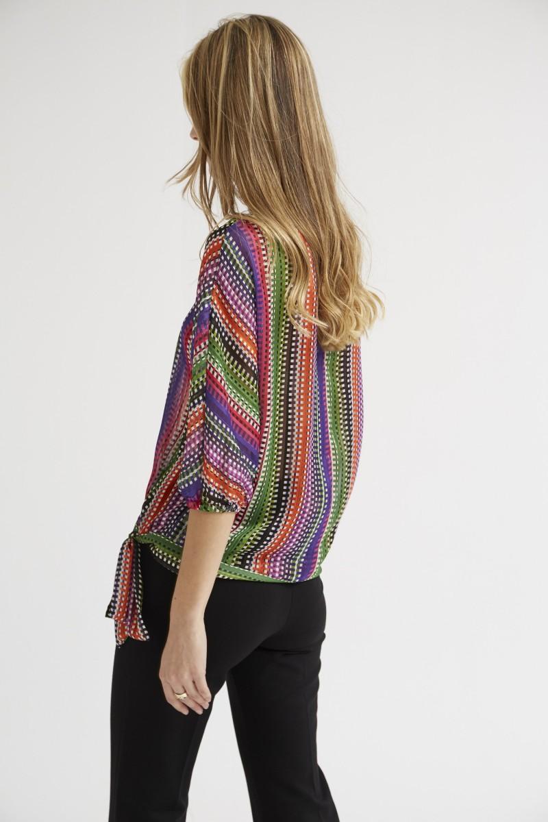 Oky Coky TOP MANGA JAPONESA JACQUARD RAYA LUREX E