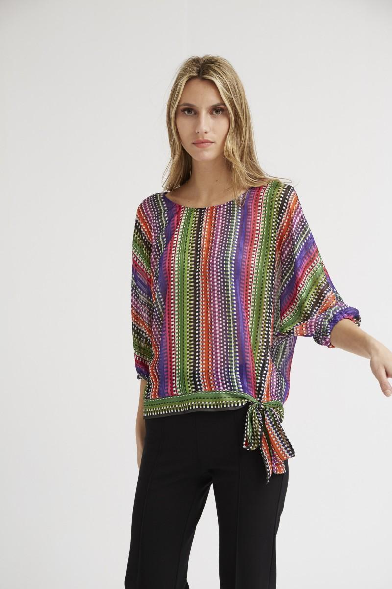 oky coky TOP MANGA JAPONESA JACQUARD RAYA LUREX E