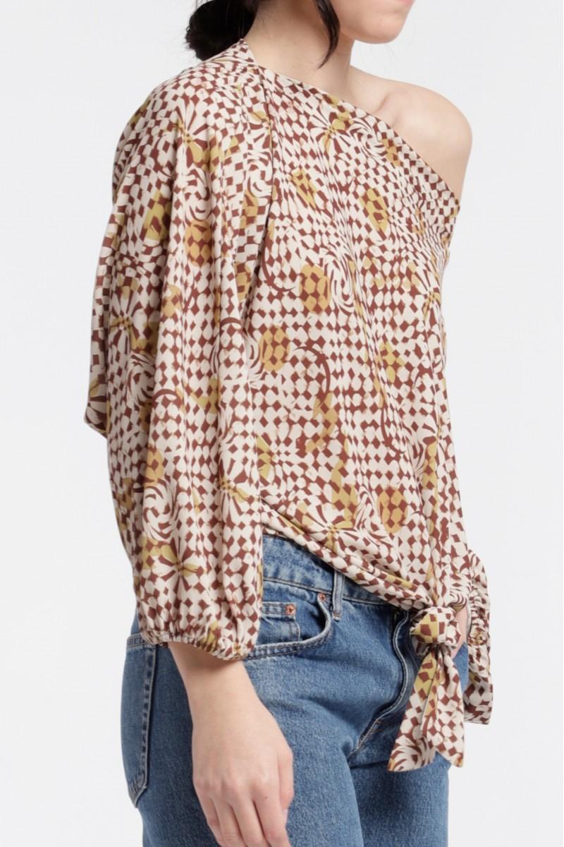 Oky Coky TOP NAROA NUDO EN CINTURA GASA ESTAMPADA