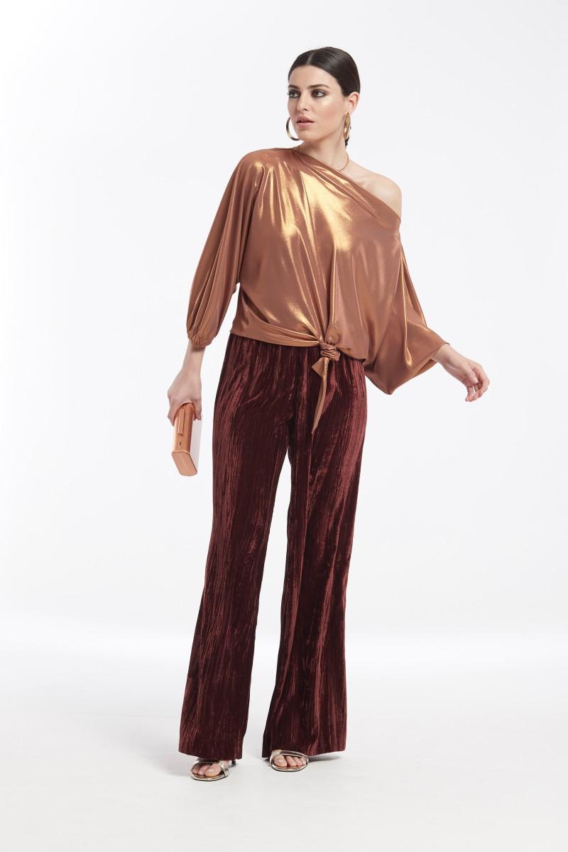 oky coky TOP NUDO EN CINTURA GASA BRILLO