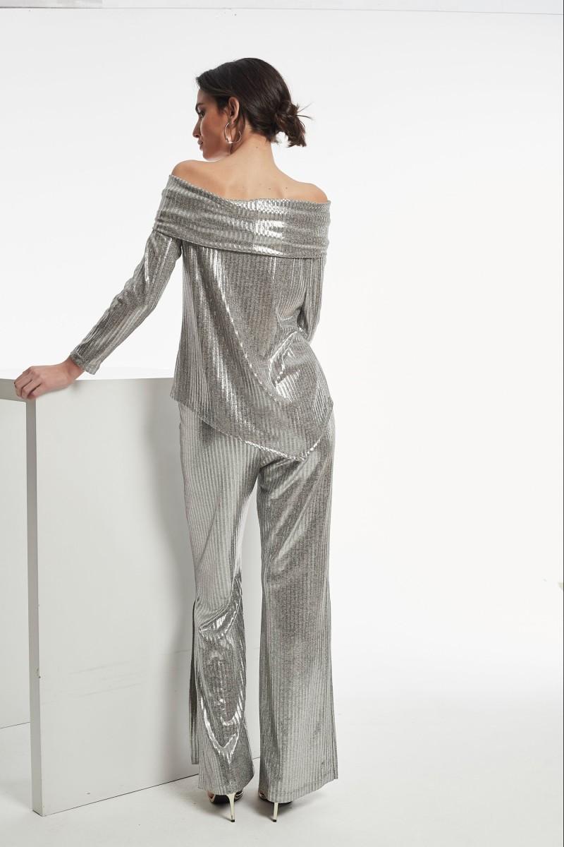 Oky Coky TOP PERLA PUNTO CANALÉ LAMINADO BRILLO