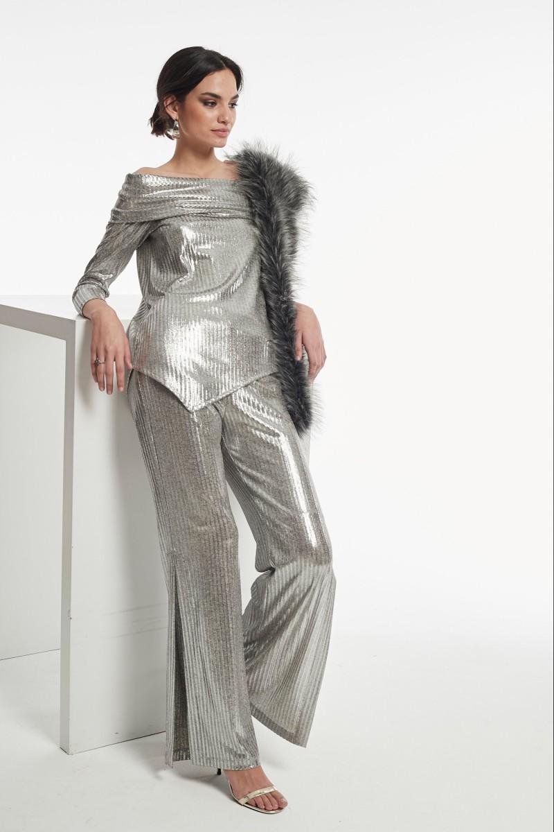 oky coky TOP PERLA PUNTO CANALÉ LAMINADO BRILLO