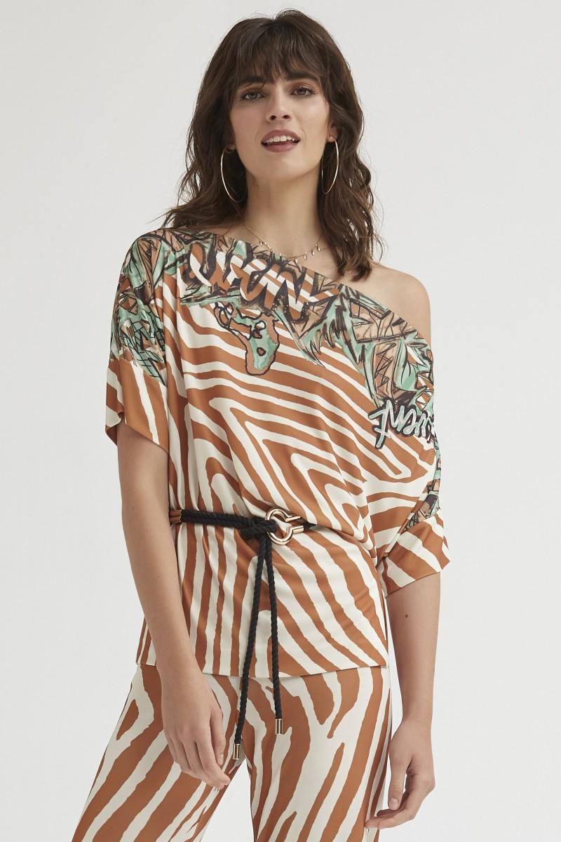 oky coky TOP PUNTO ESTAMPADO GRAFITI