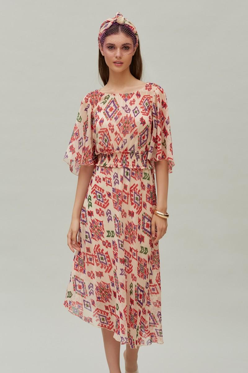 Oky Coky VESTIDO ASIMÉTRICO FIL COUPE ESTAMPADO