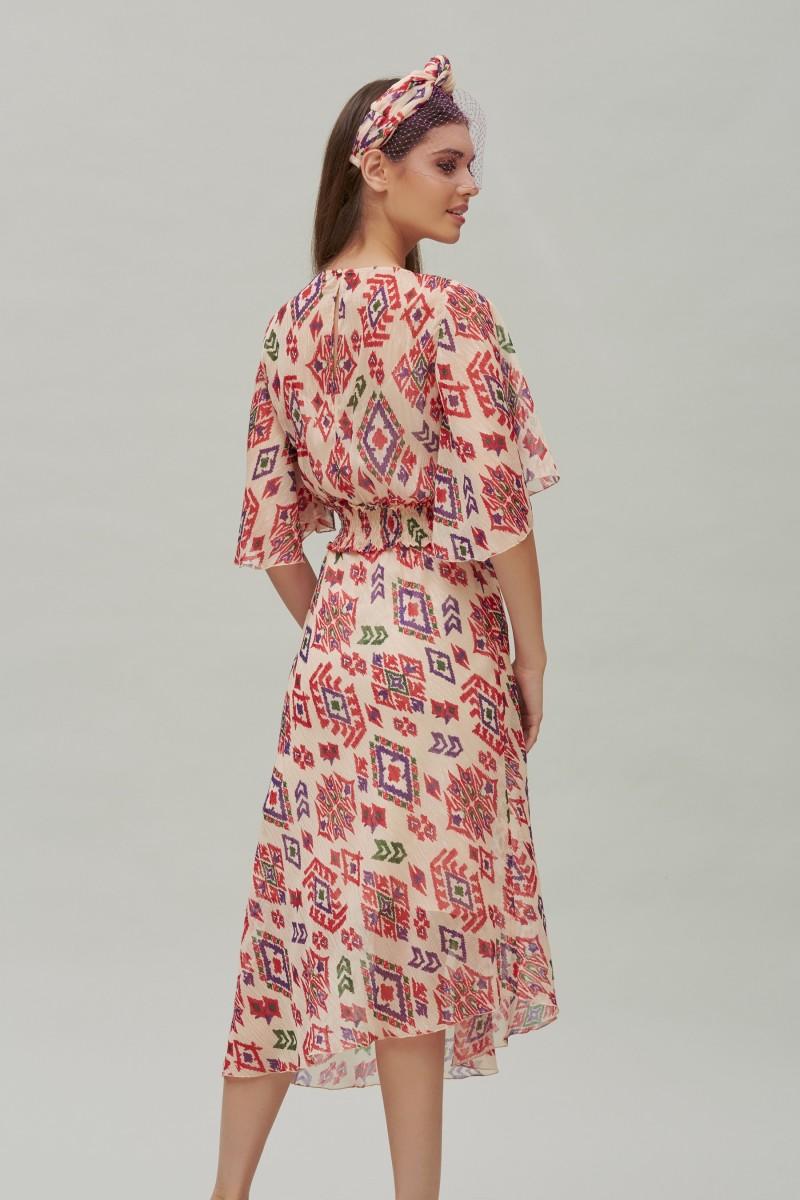 Oky Coky VESTIDO ASIMÉTRICO FIL COUPE ESTAMPADO