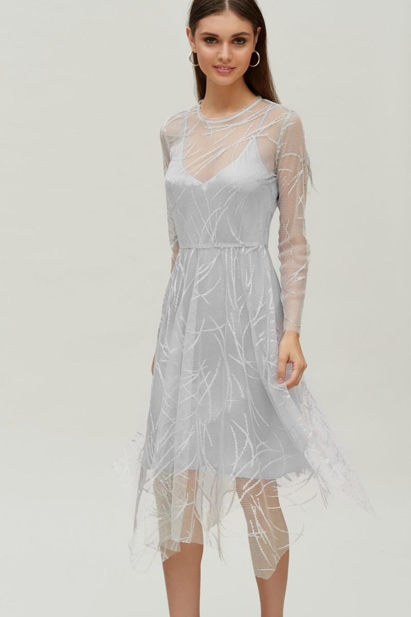 oky coky VESTIDO BAJO PICOS TUL LUREX