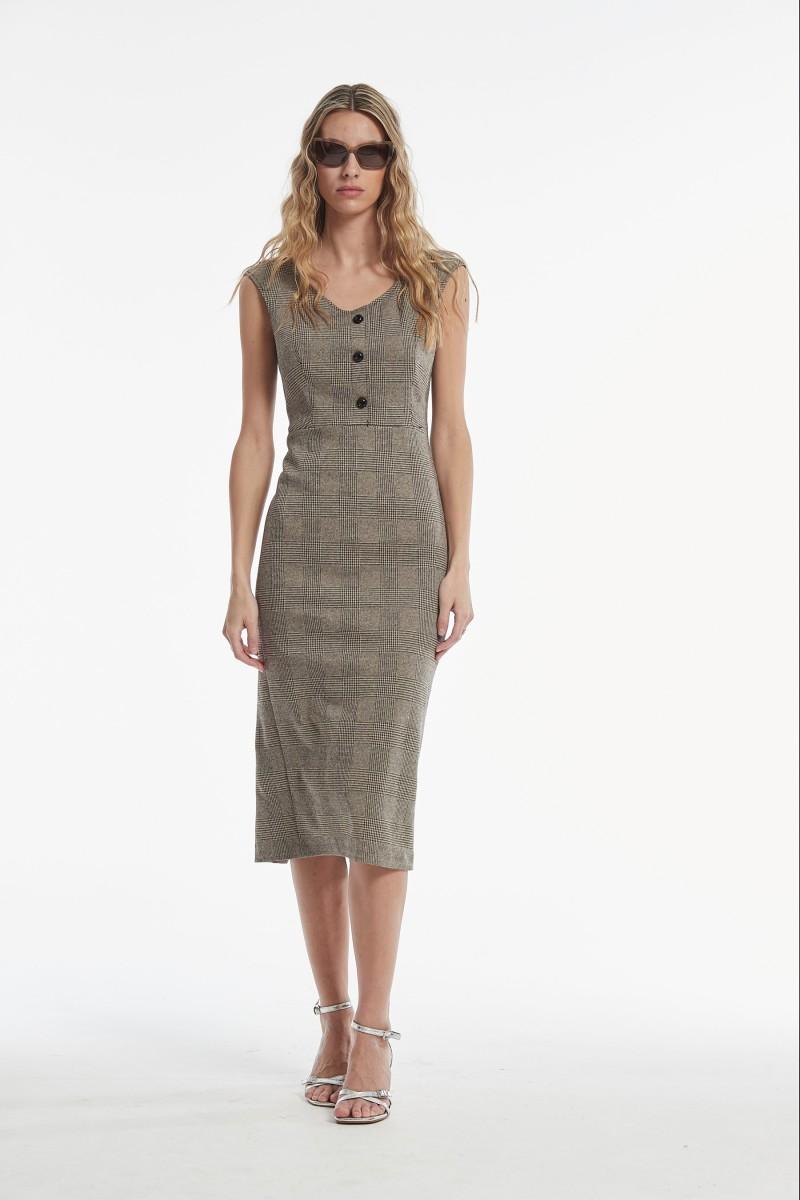 oky coky VESTIDO BARBA JAQUARD EN PUNTO DE CUADROS