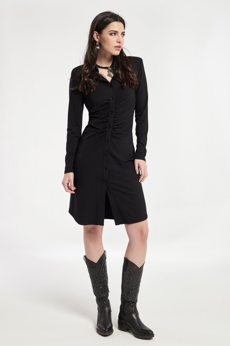 oky coky VESTIDO CAMISERO ASIO FRUNCES PUNTO SOFT