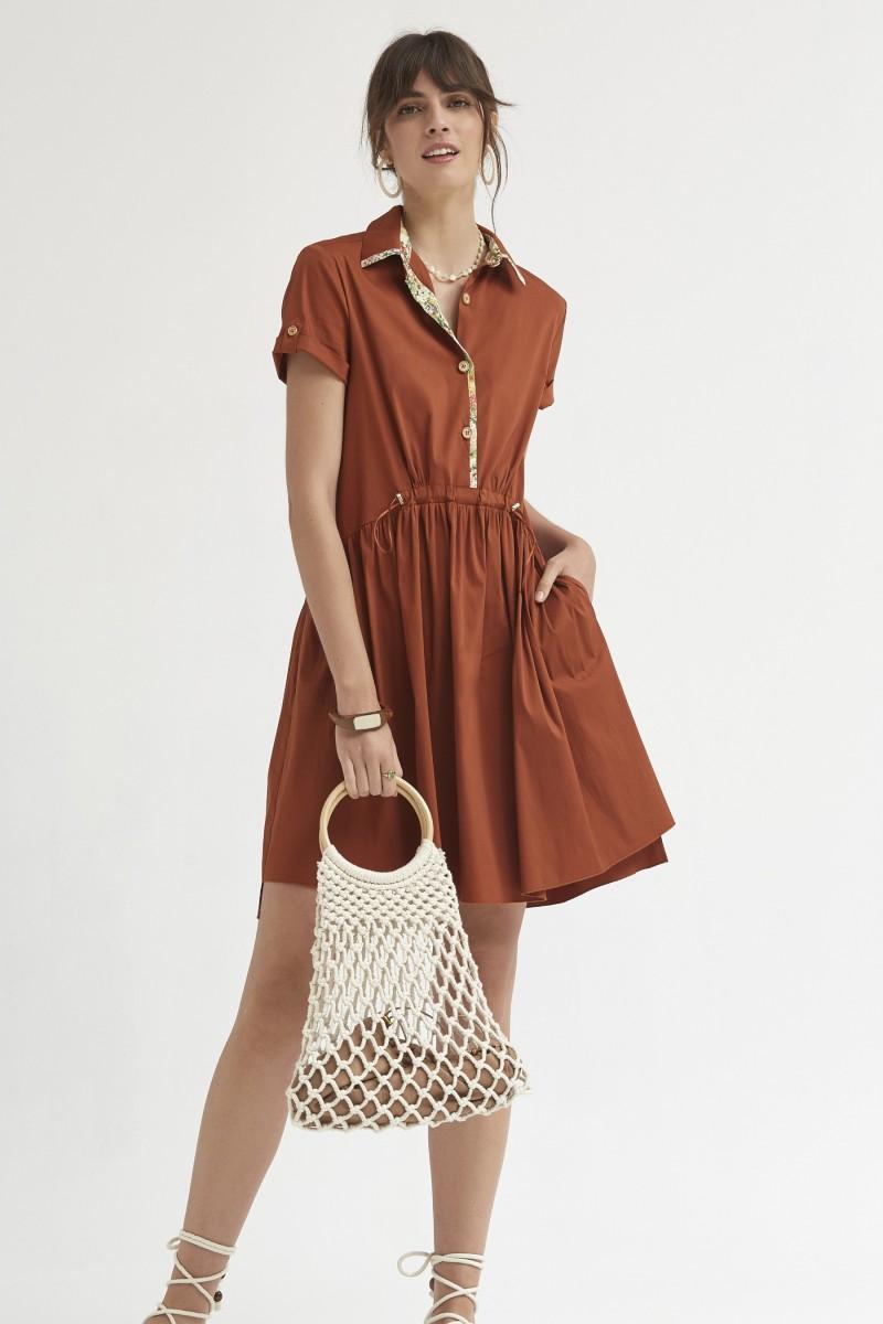 Oky Coky VESTIDO CAMISERO FRUNCIDO POPELÍN STRECH